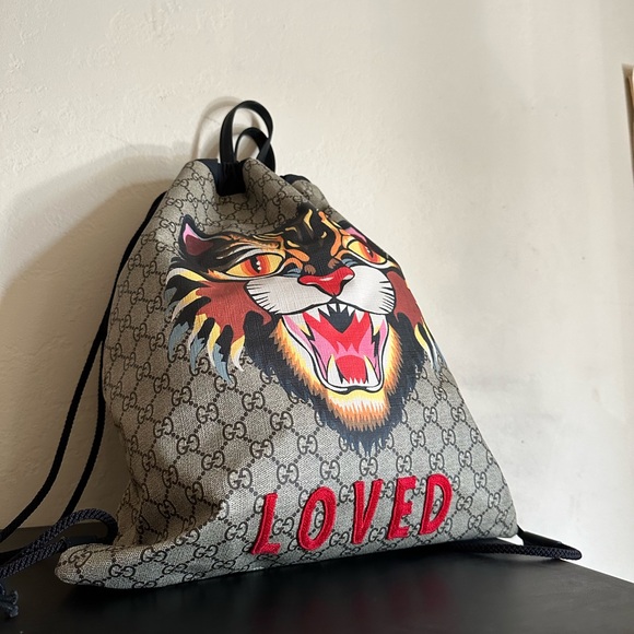 GG Supreme Angry Cat Drawstring Bag: - Picture 3 of 5